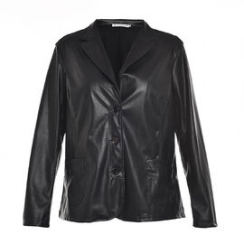 Slim Fitted Style Ladies PU Jackets; Women Faux Leather Jackets Lapel Collar