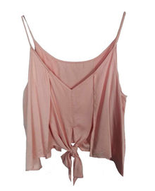 Warm Pink Satin Women's Strapless Tops With Bow Tie For Summer Wear