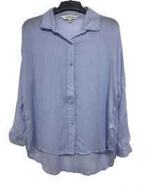 Multi Size Fashion Ladies Blouse / Soft Formal Tops For Ladies Loose Style blue color