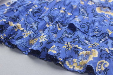 Flower Printed Custom Womens Dresses V Necked Pleated Blue Color BS191215
