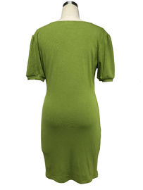 Women Sexy Short Sleeve Cold Shoulder Dress Green Color With Soft Feeling