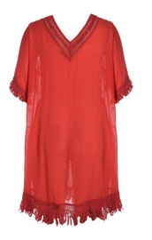 Summer Adult Plus Size Short Dresses V Neck With Lace Trims Design Size XS - XXL