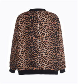 Leopard Printed Ladies Stylish Coats Anti Shrink Thick Long Sleeve Simple Design