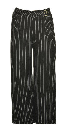Woven Fabric Plus Size Women's Striped Trousers With Buckles Strap For Waist Fasten