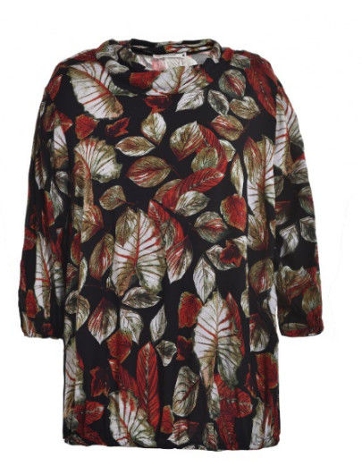 Comfortable Ladies Oversized Blouses , Pretty Womens Printed Blouses Dark Color