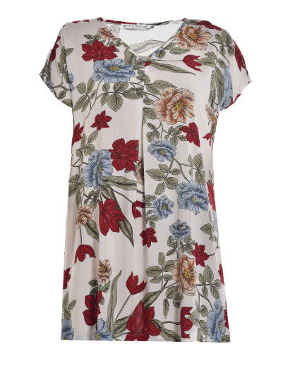 Spring Or Summer Ladies Stylish Blouse , Floral Print Tops For Ladies Slim Size